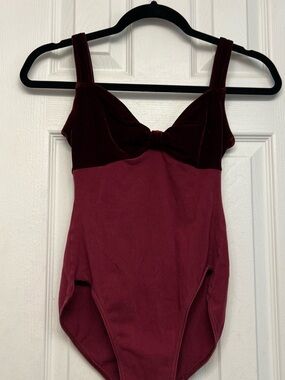 Women’s Burgundy Two-Tone Velvet Leotard